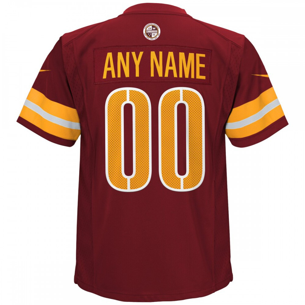 Washington Commanders Nike Youth Game Custom Player Jersey - Burgundy-GridironStore